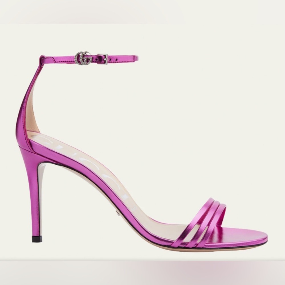 GUCCI Ilse Metallic Leather Sandals